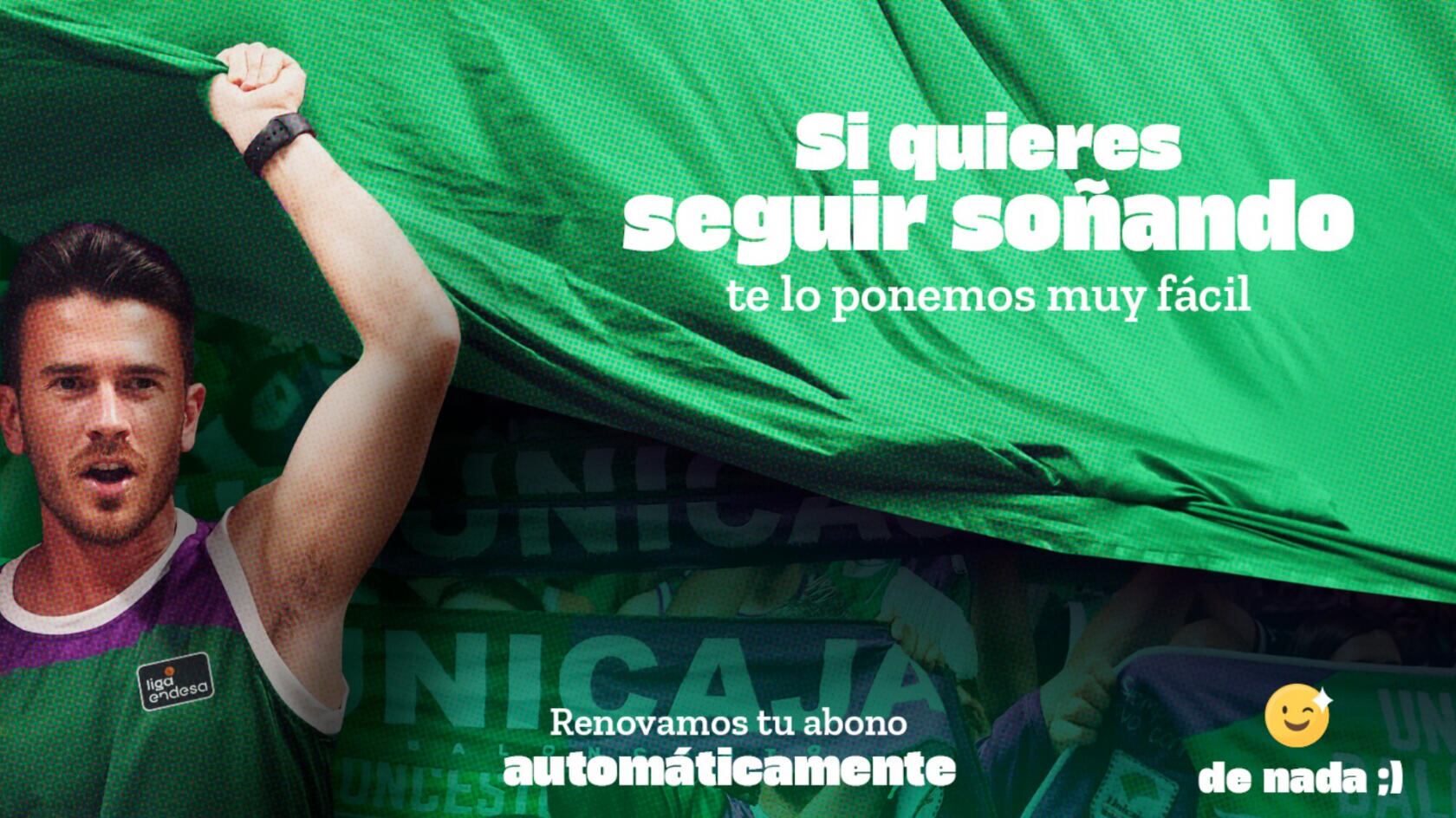 Cartel de la campaña de abonados del Unicaja para la temporada 23-24
