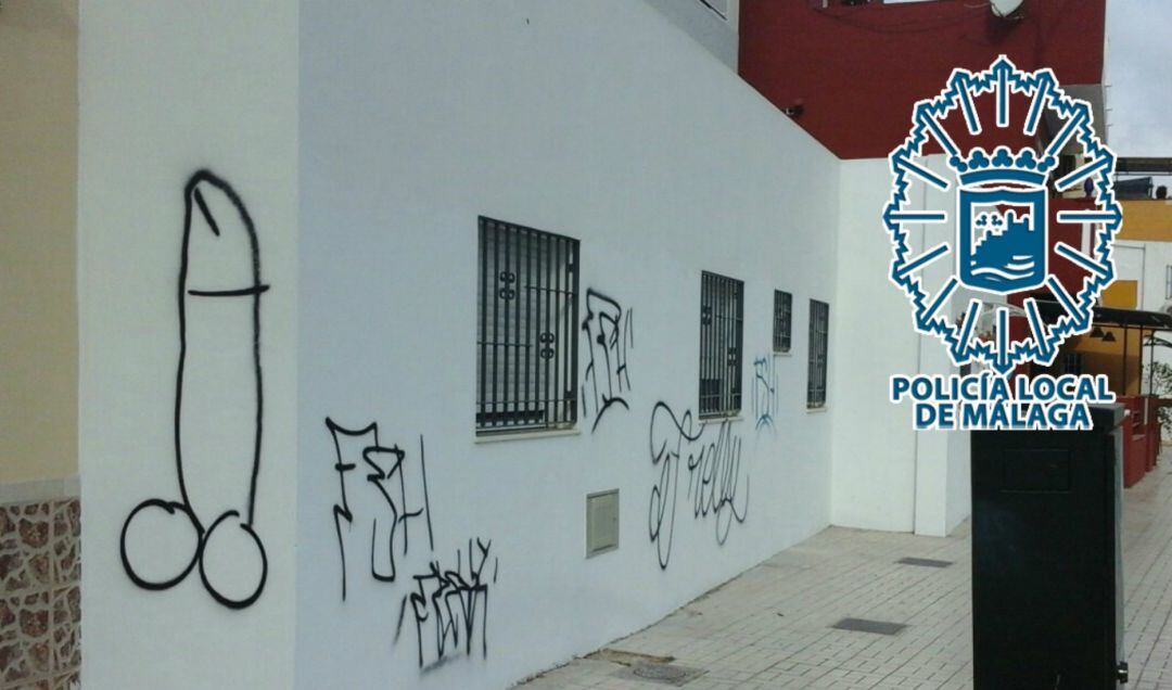 Una de las pintadas realizadas por el arrestado en Málaga