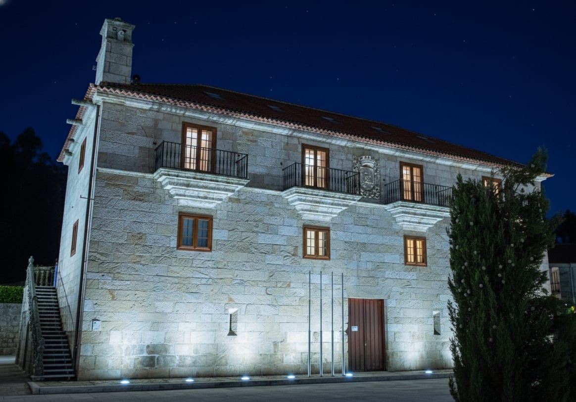 Recreación de cómo será la iluminación  en el Pazo de Mos tras la ejecución del proyecto de eficiencia energética