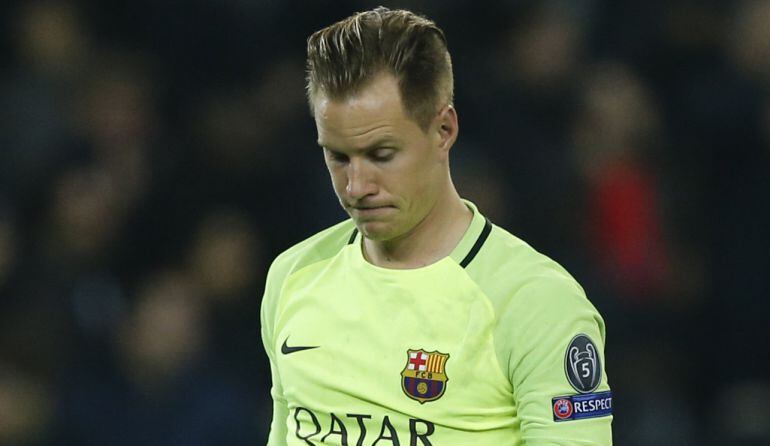 Ter Stegen, durante el encuentro de París de Champions