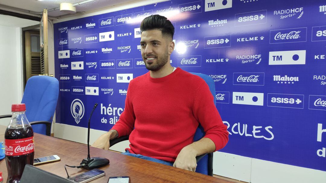 Sergio Jiménez, en la sala de prensa del Rico Pérez