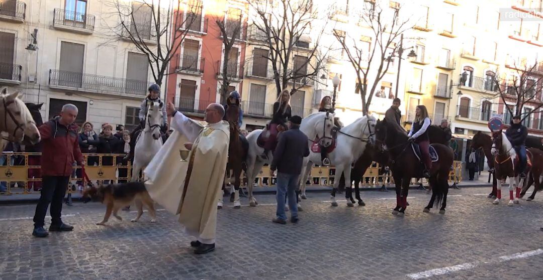 Un instante de la bendición de animales en Alcoy en enero de 2020.