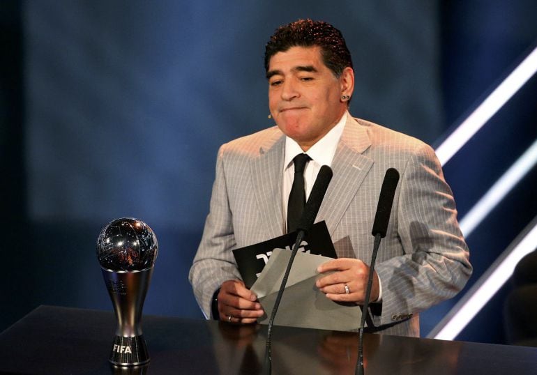 Maradona durante la ceremonia de los Premios &#039;The Best&#039;.