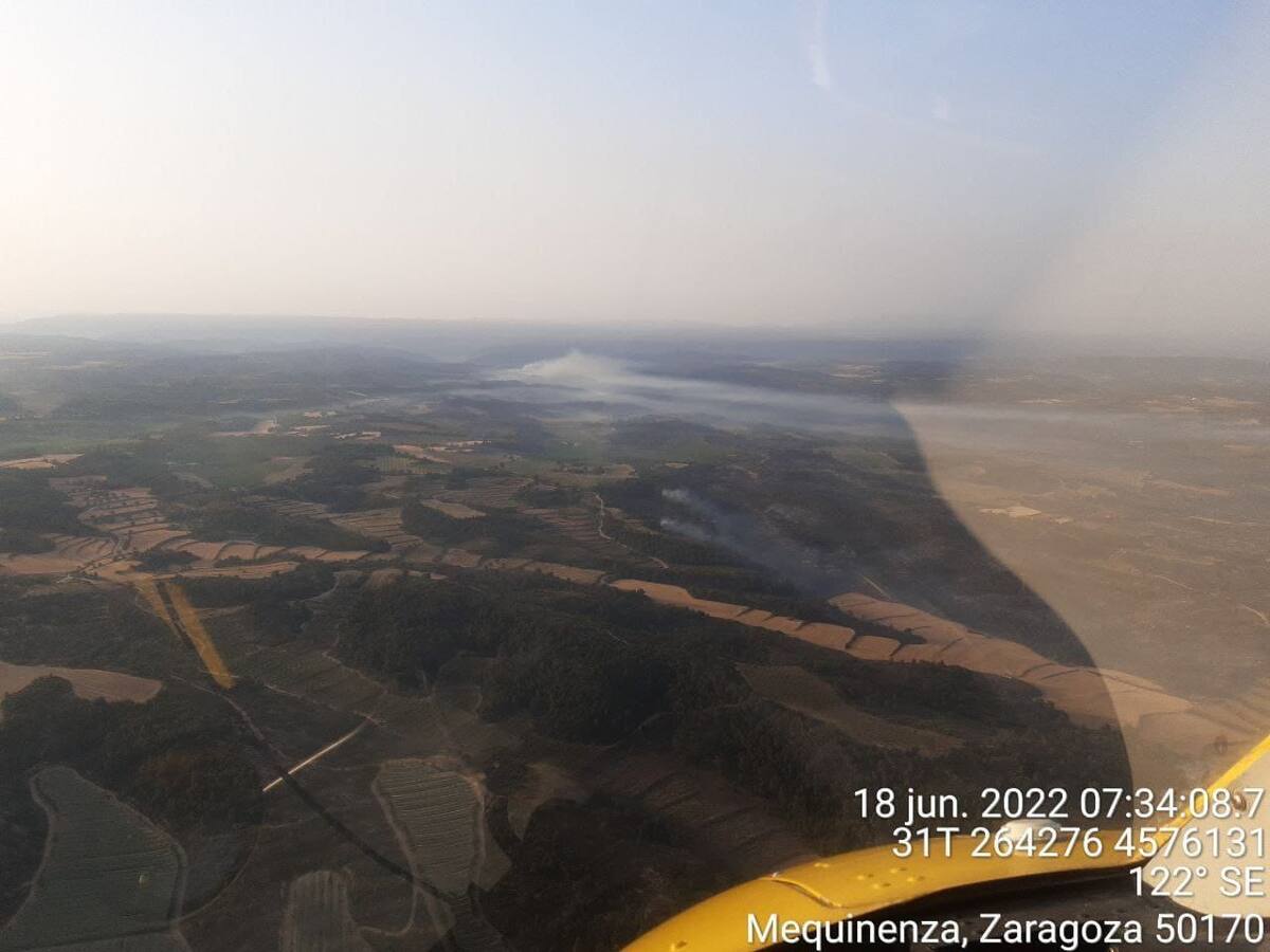 La evolución del aire con rachas de 40 km/h podría reactivar el incendio de Nonaspe, que ya ha quemado 1.700 hectáreas