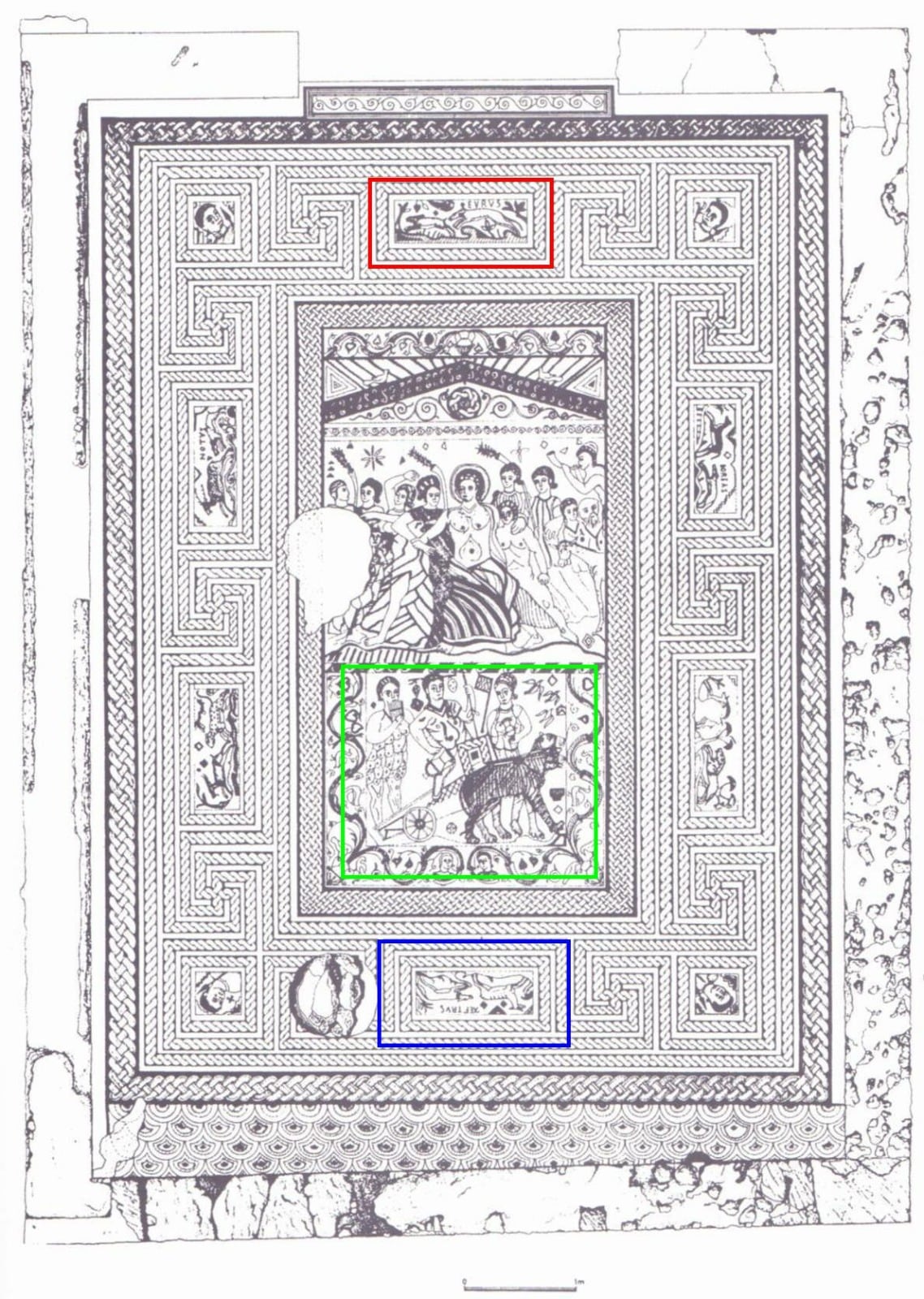 Partes robadas del Mosaico Romano de Baños