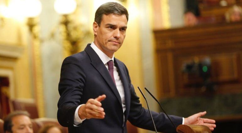 Pedro Sánchez, presidente del Gobierno, en el Congreso