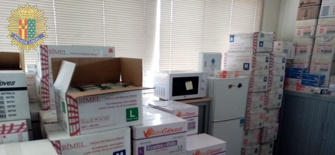 Las cajas de guantes intervenidas en Getafe