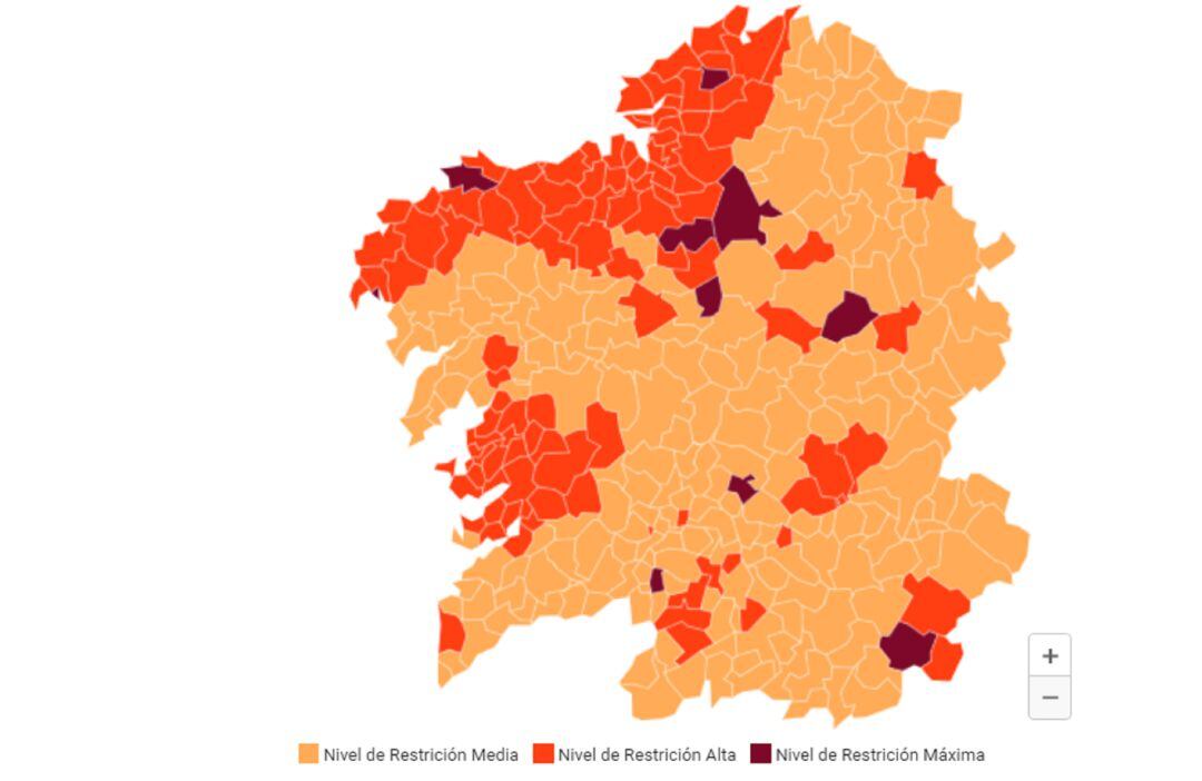 Mapa de restricciones a 1 de marzo de 2021.
