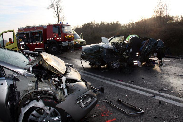 Dos vehículos accidentados en la N-230 en Torrefarrera (Lérida) el pasado 27 de diciembre