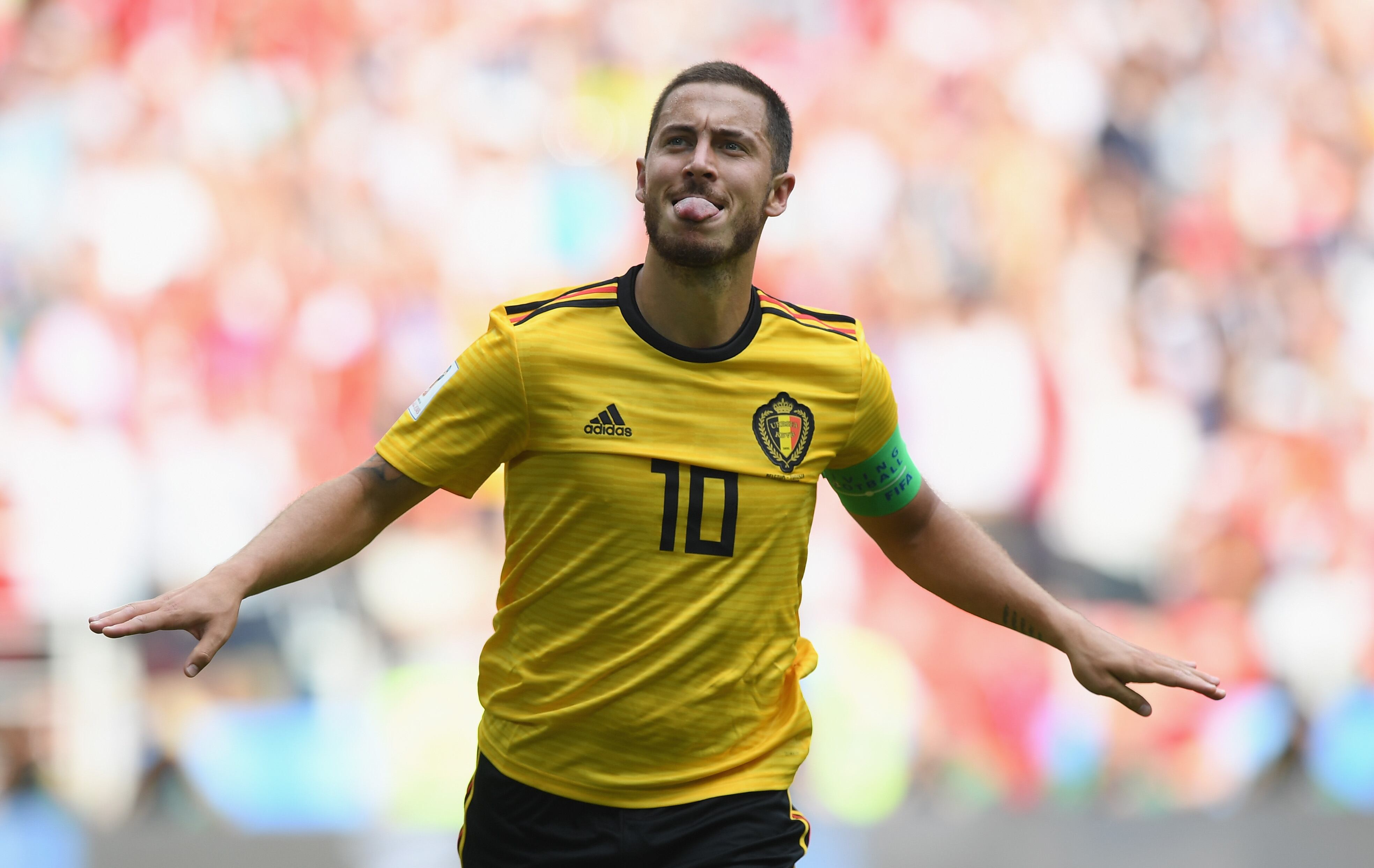 Hazard celebra uno de sus 33 goles con su selección.