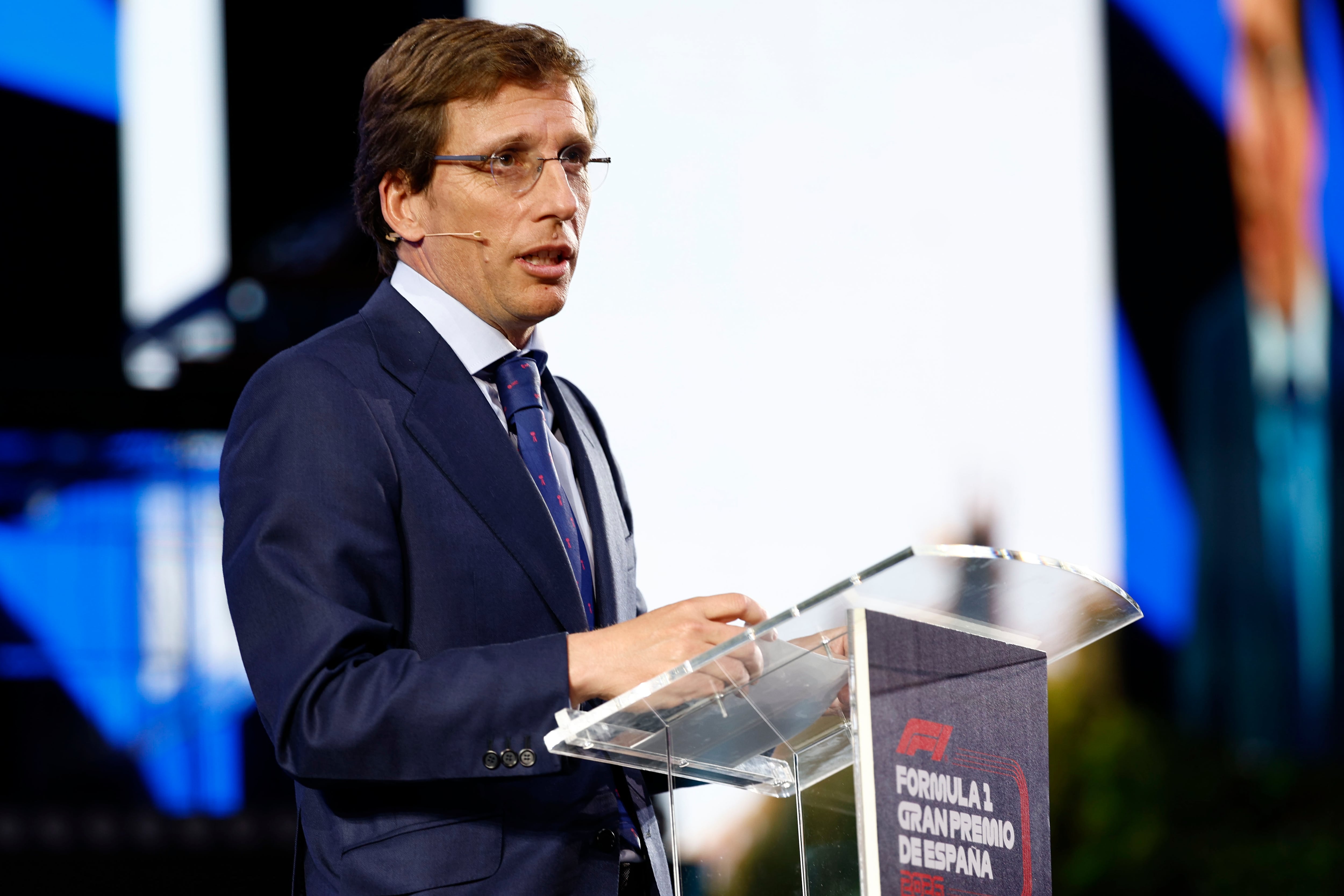 El alcalde de Madrid, José Luis Martínez Almeida durante la presentación del Gran Premio de España de Fórmula Uno de Madrid