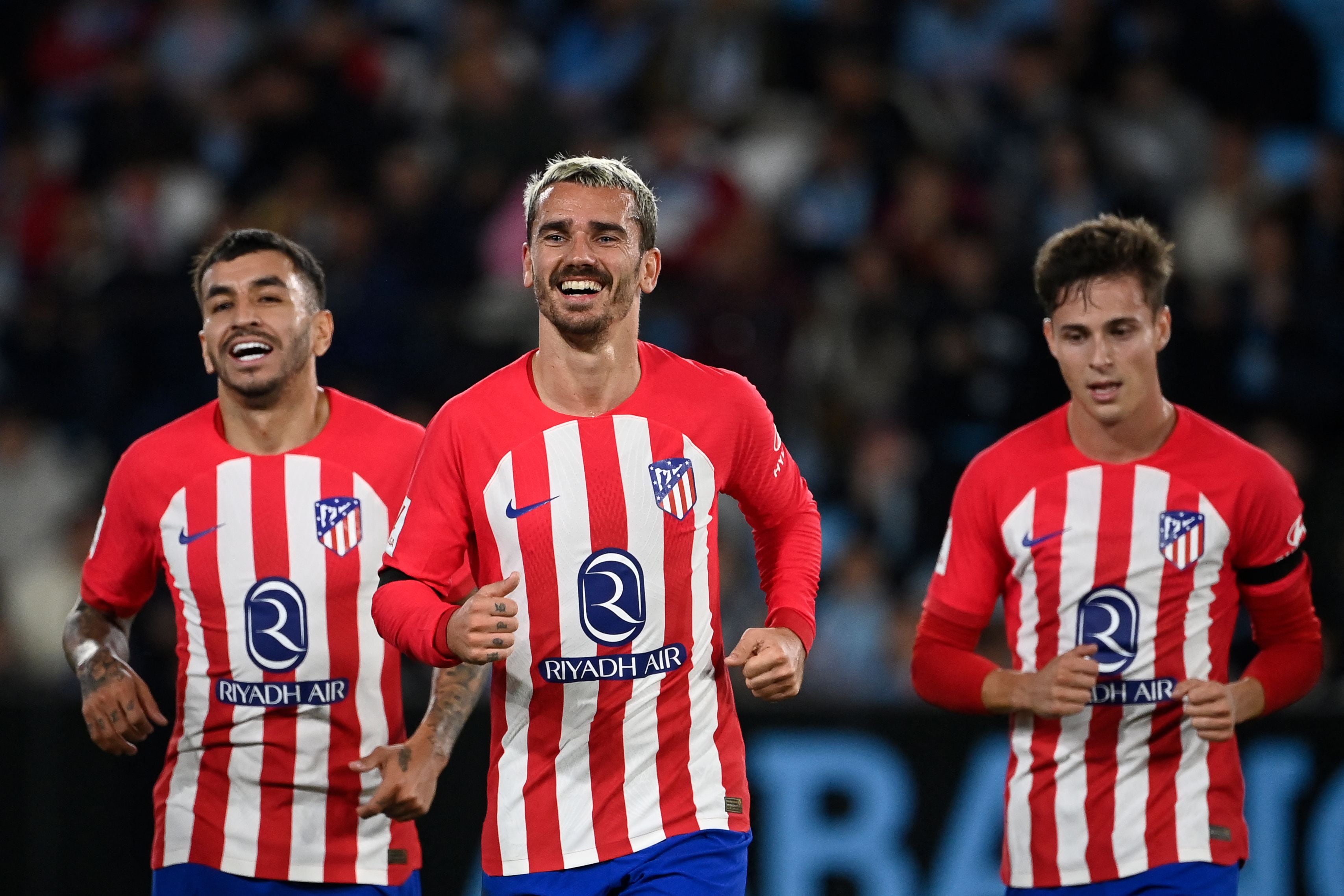 Griezmann celebra su &#039;hat-trick&#039; ante el Celta de Vigo.