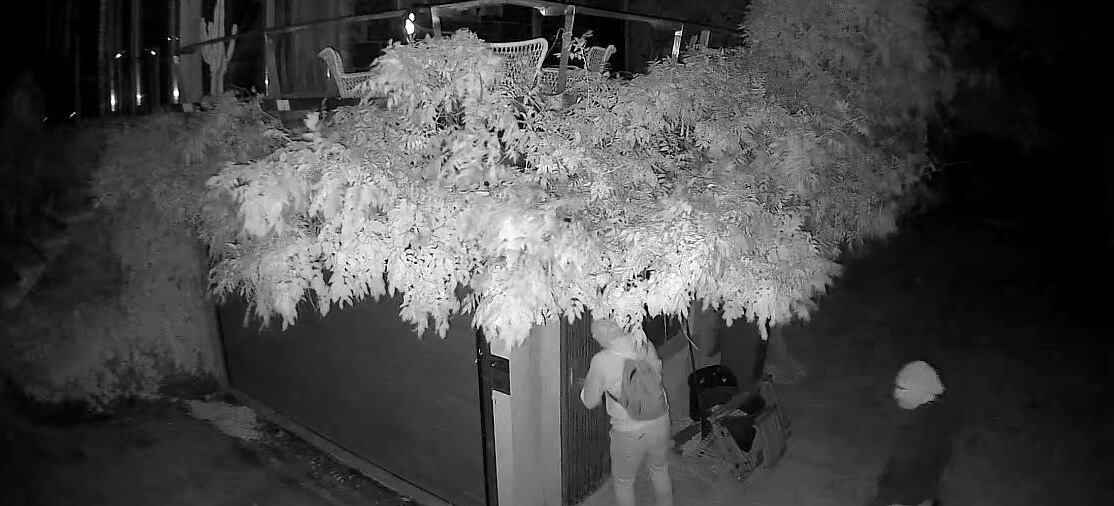 Dos asaltantes encapuchados captados por una cámara de seguridad de una vivienda del Estepar