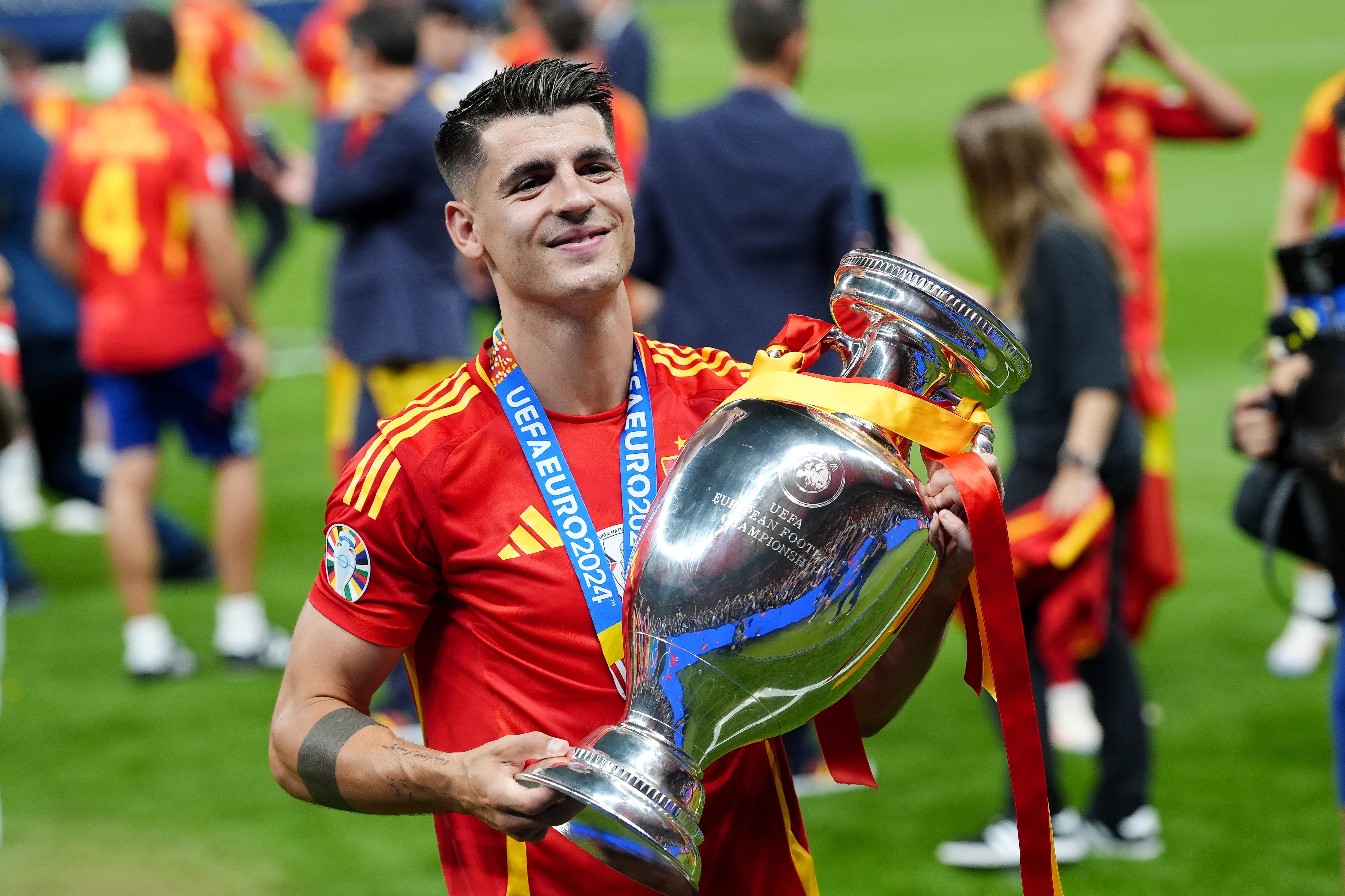 Álvaro Morata celebra la Eurocopa con España