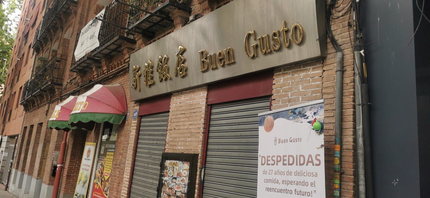 El mensaje de despedida a las puertas del restaurante Buen Gusto