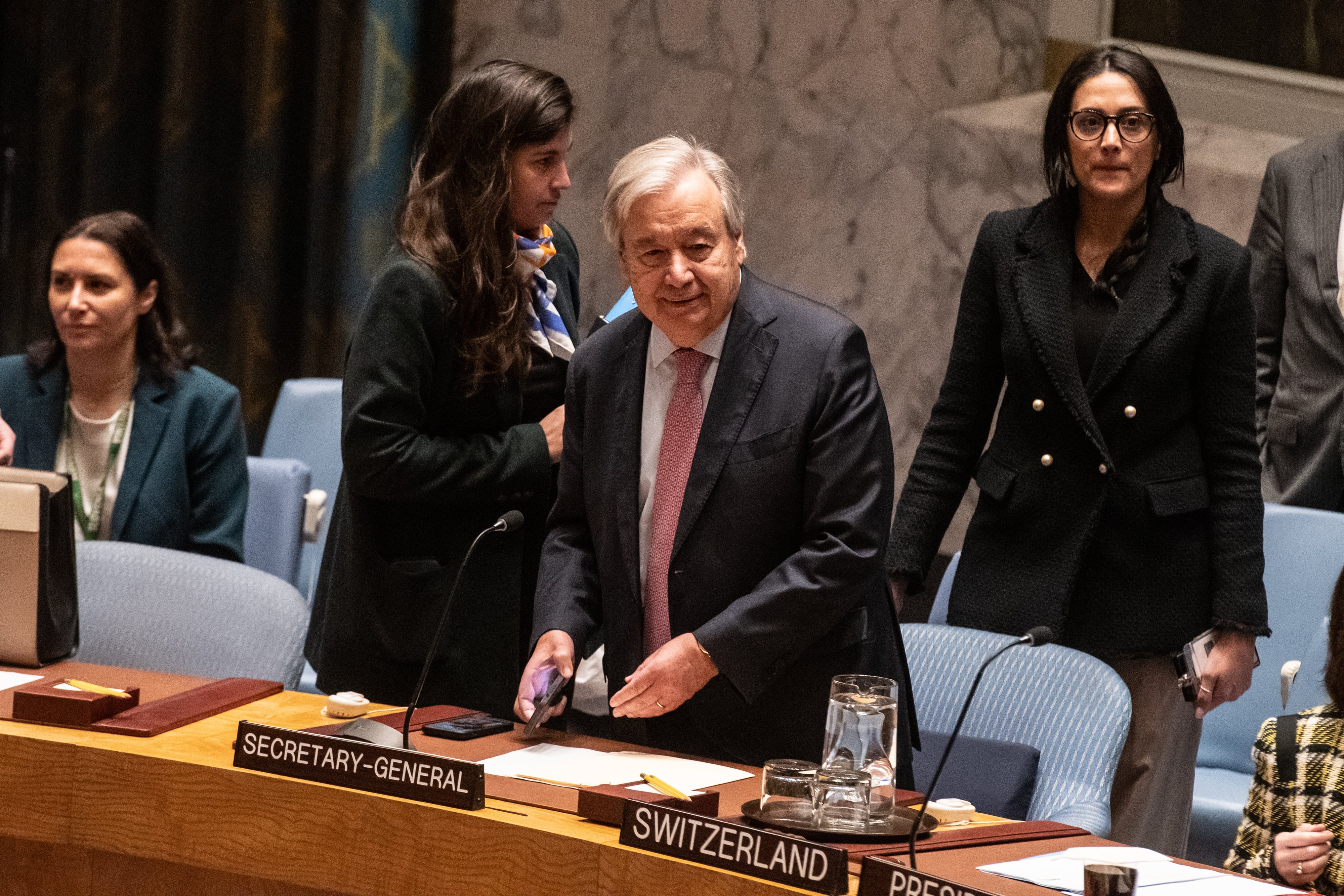 Antonio Guterres a su llegada a la reunión del Consejo de Seguridad de la ONU