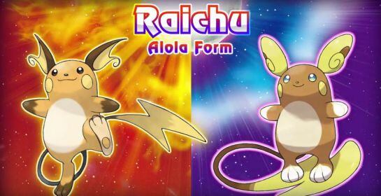 Raichu primera generación (izquierda) y Raichu forma Alola (derecha)