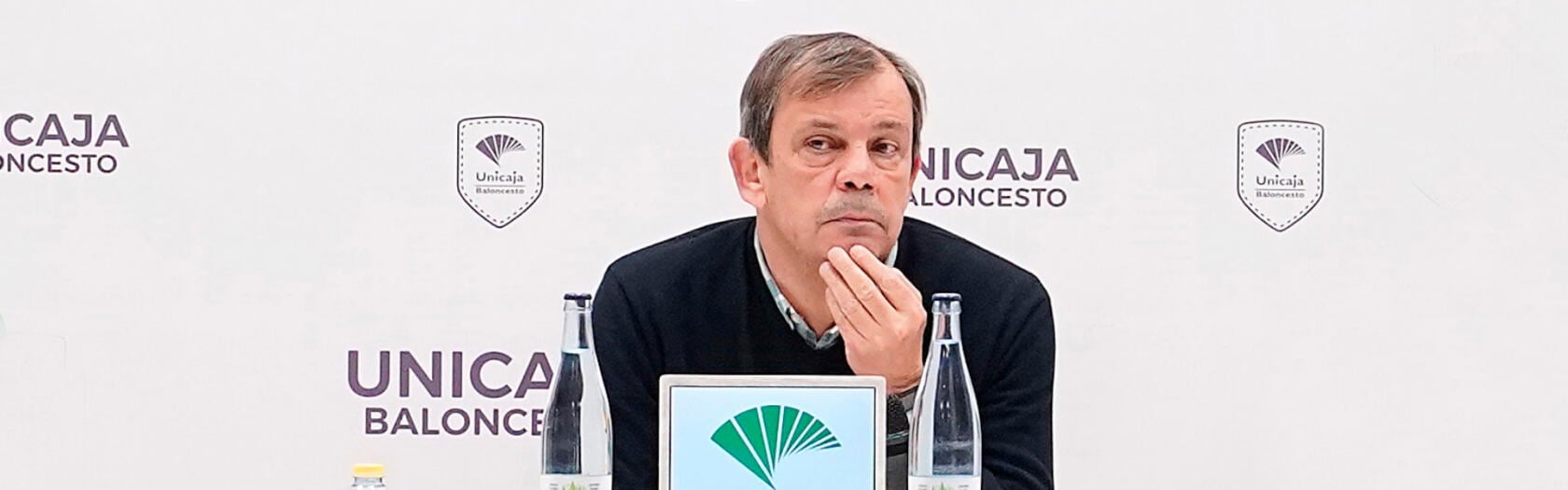 Juanma Rodríguez, en la sala de prensa de La Rosaleda