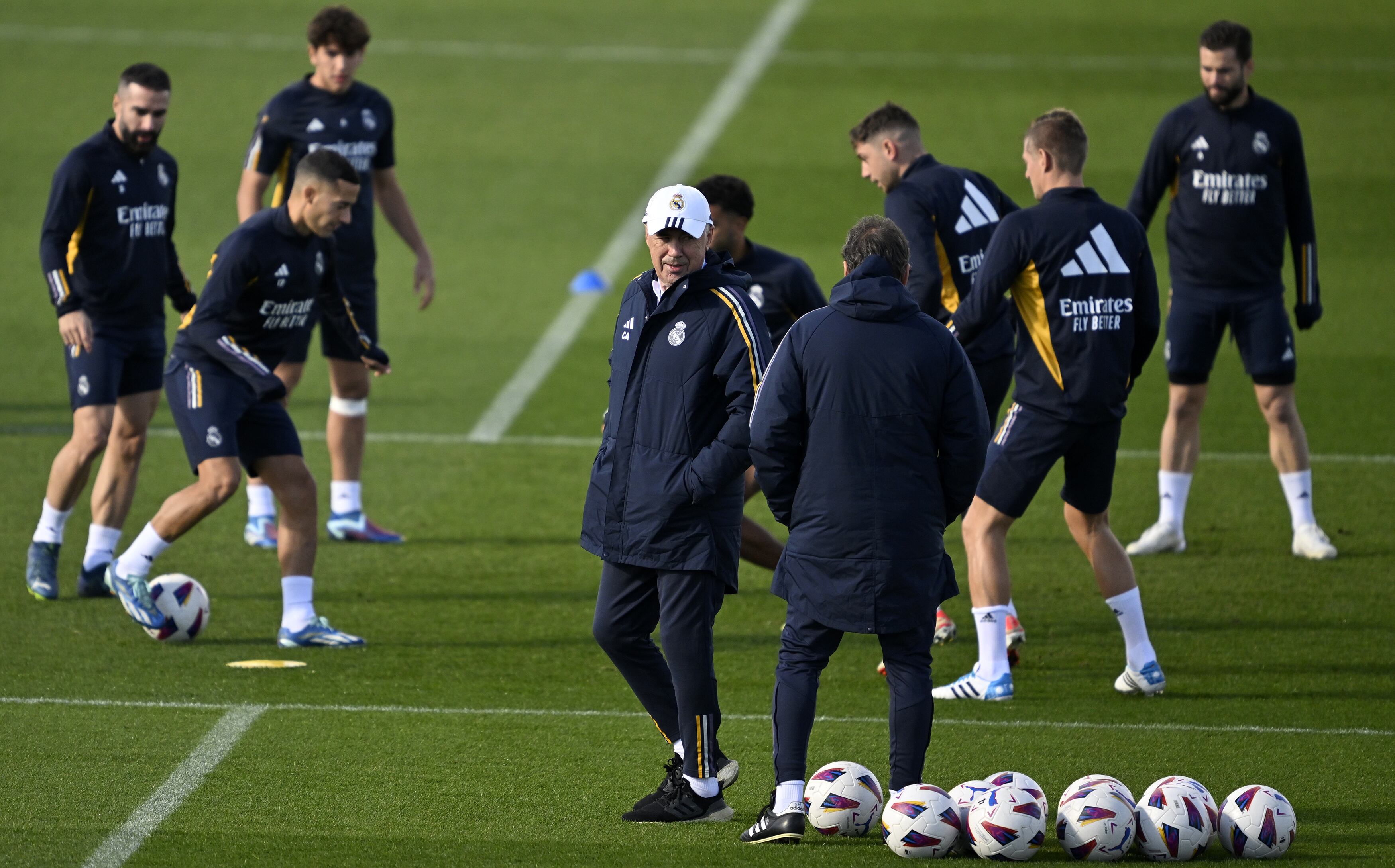 Fotografía de un entrenamiento del Real Madrid previo al partido de liga frente al Valencia. (Burak Akbulut/Anadolu/Getty Images)