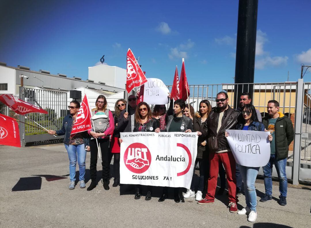 Trabajadores del servicio de gestión de citas del SAE en una anterior concentración.
