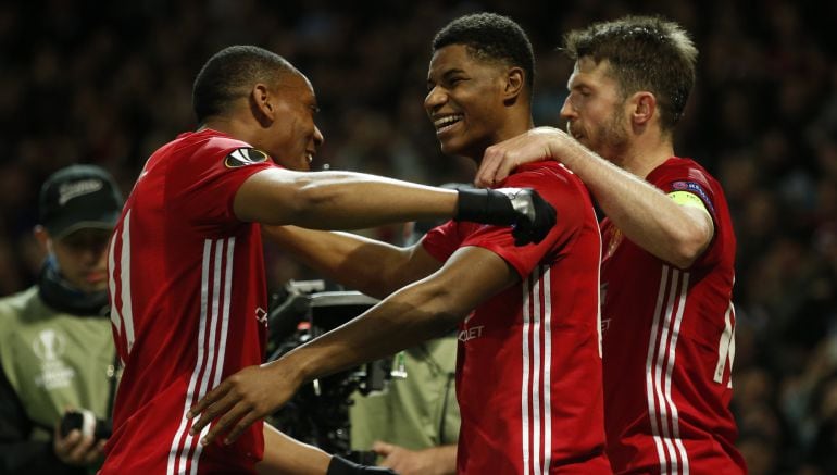 Rashford celebra el gol de la clasificación del United