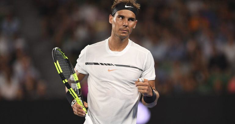 El tenista español Rafael Nadal, durante su partido de la segunda ronda del Abierto de Australia disputado contra el chipriota Marcos Baghdatis.