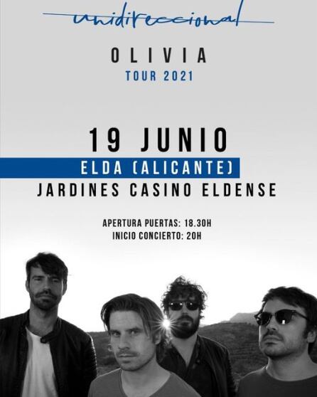 Este sábado día 19, a las 20h., concierto de Olivia, formación de pop rock