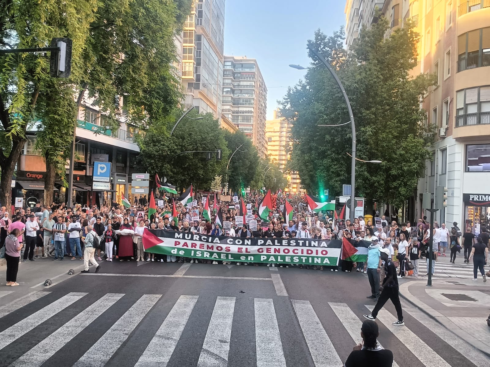 Cabecera de la manifestación por Palestina en Murcia