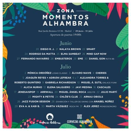 Cartel Momentos Alhambra. Noches del Botánico 2019