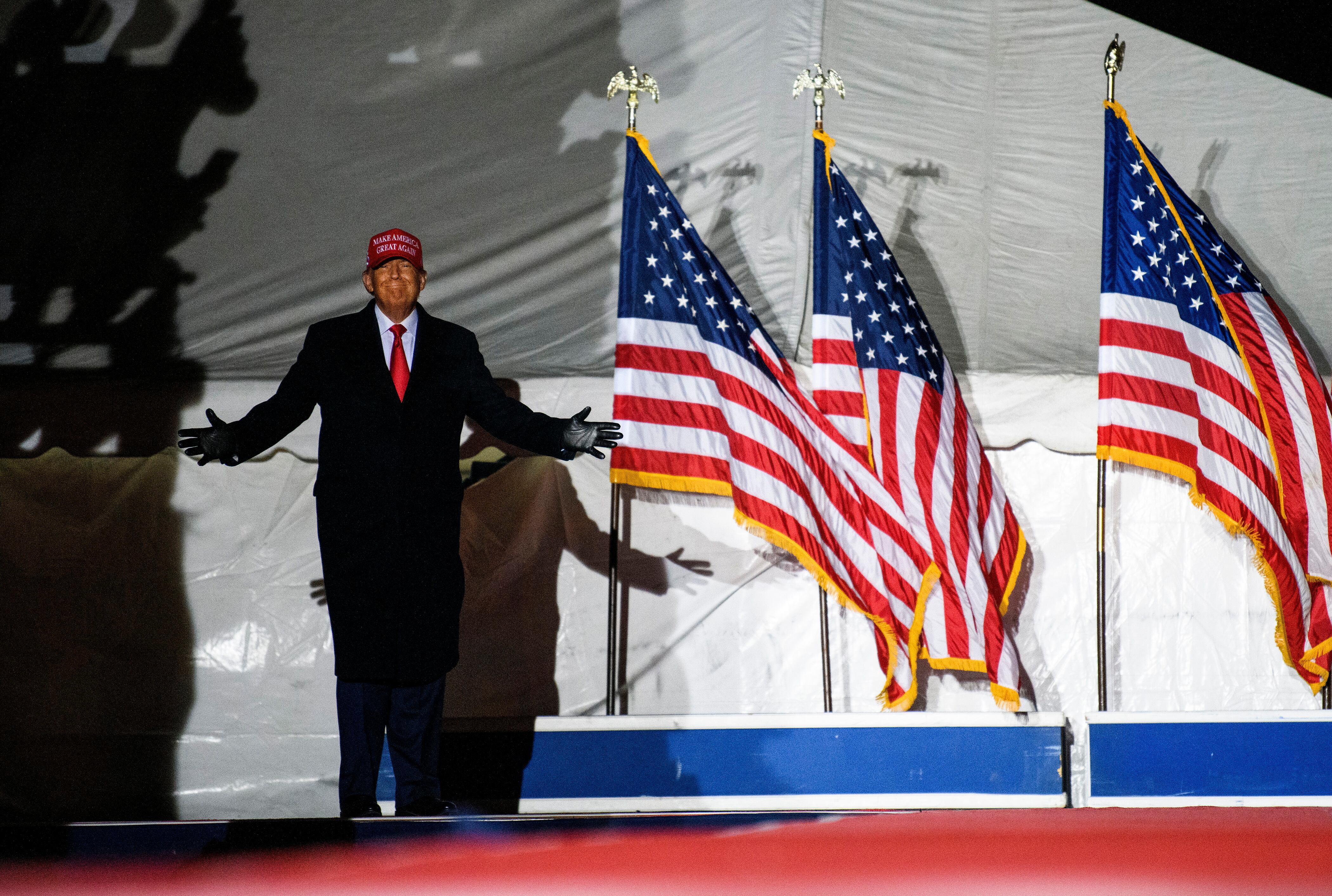 El expresidente de EEUU, Donald Trump, durante el acto de apoyo a los candidatos republicanos de Iowa, que se celebró el pasado 3 de noviembre en la ciudad de Sioux