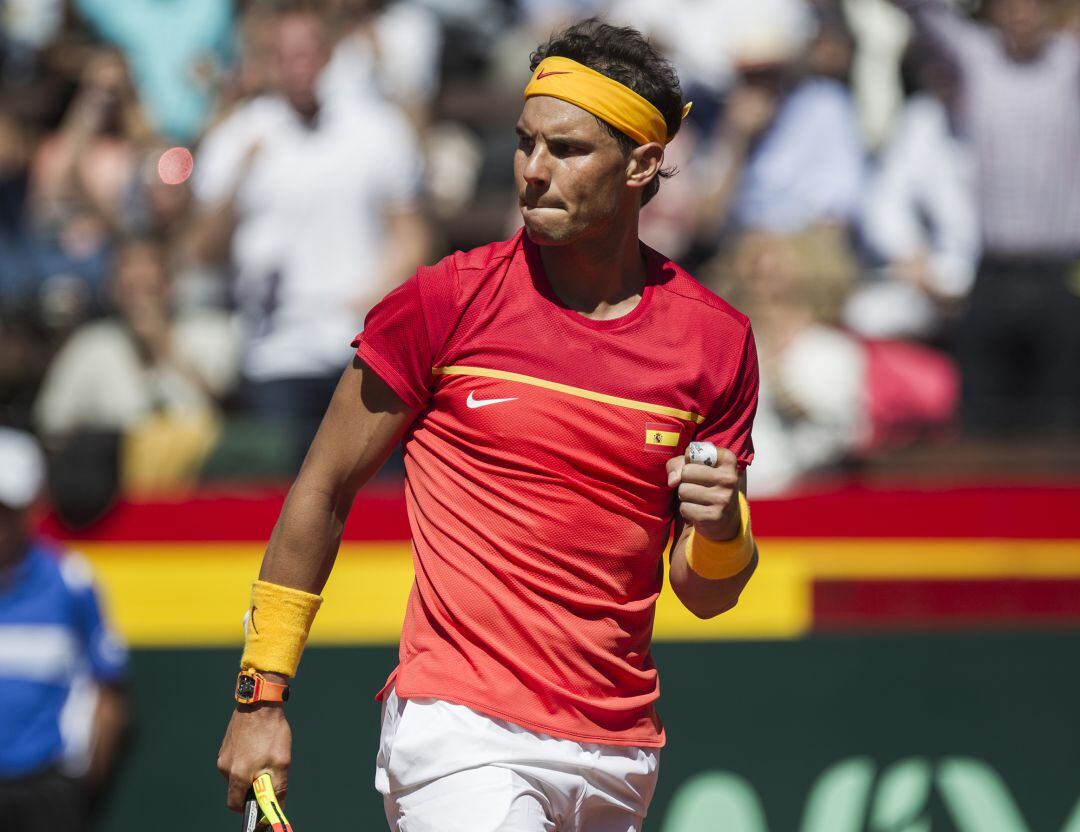 Rafa Nadal, en un partido de la Copa Davis con España.