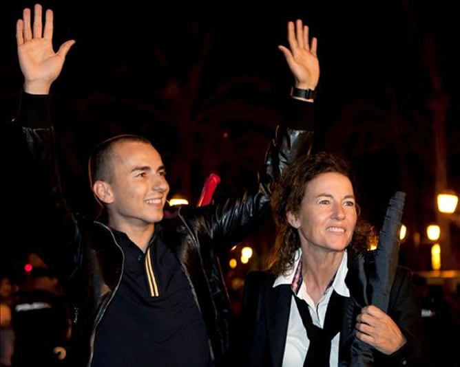 Jorge Lorenzo junto a su madre, Maria Guerrero, en el homenaje que le han dado en Mallorca