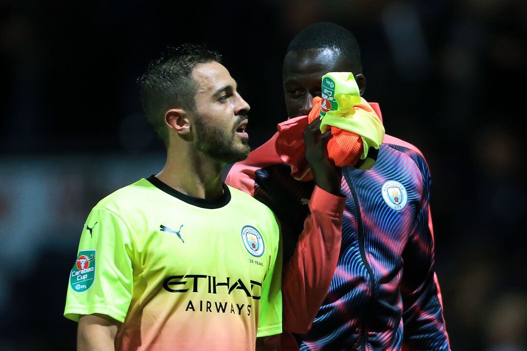 Silva y Mendy, en un partido del Manchester City.