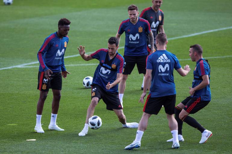 Los jugadores de la selección durante un entrenamiento