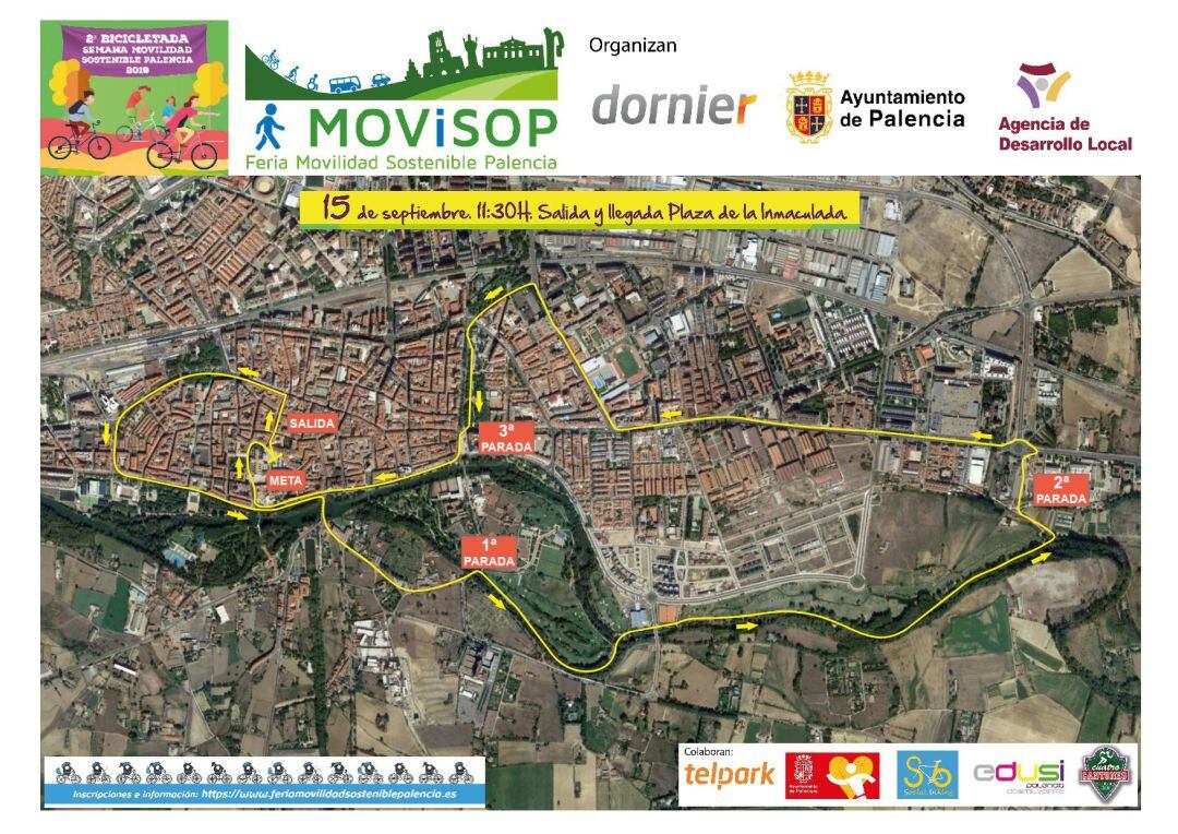 Ruta de la bicicletada que tendrá lugar el 15 de septiembre en Palencia