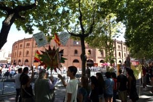 Manifestación de antitaurinos con motivo de la presencia de José Tomás el 11 de septiembre de 2011