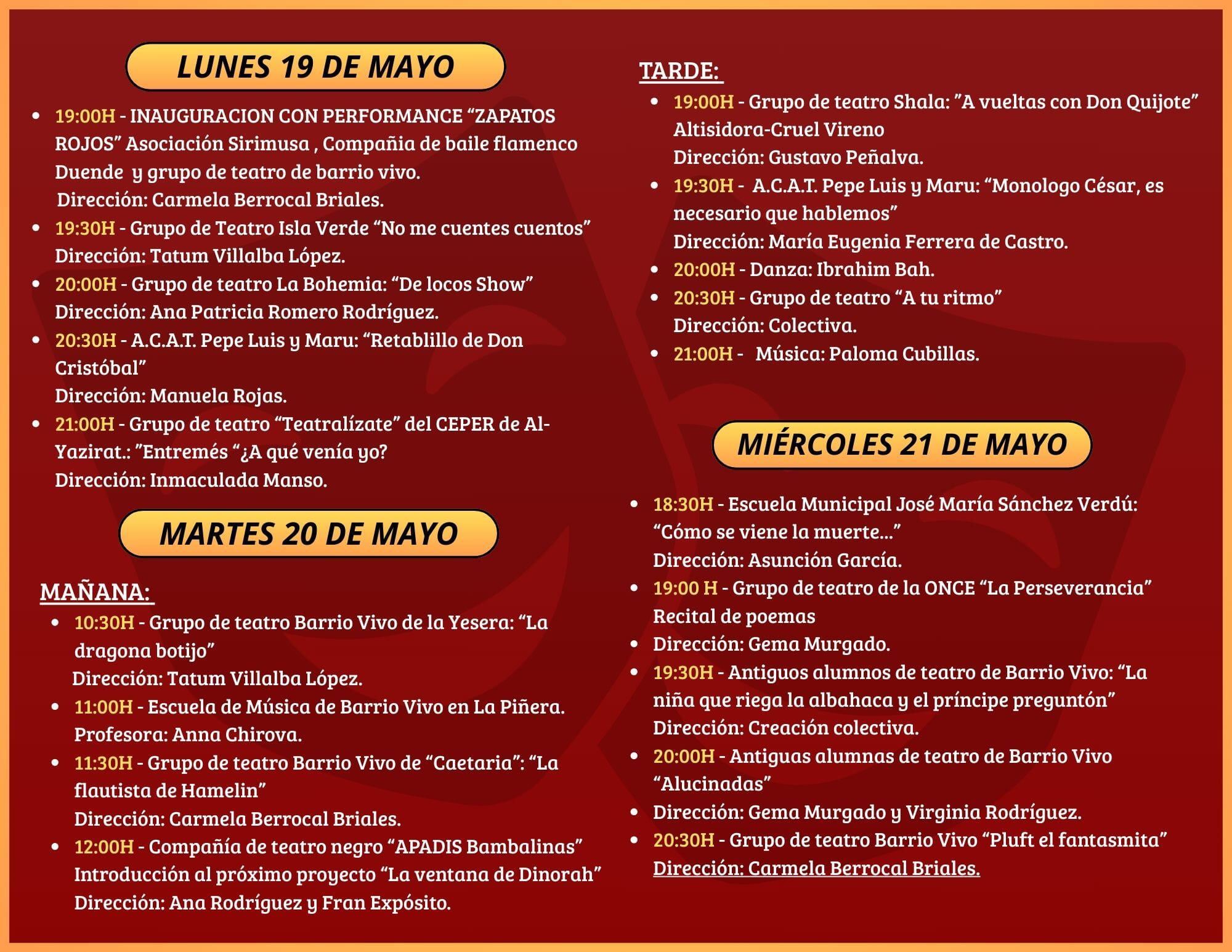 Actividades previstas por Barrio Vivo