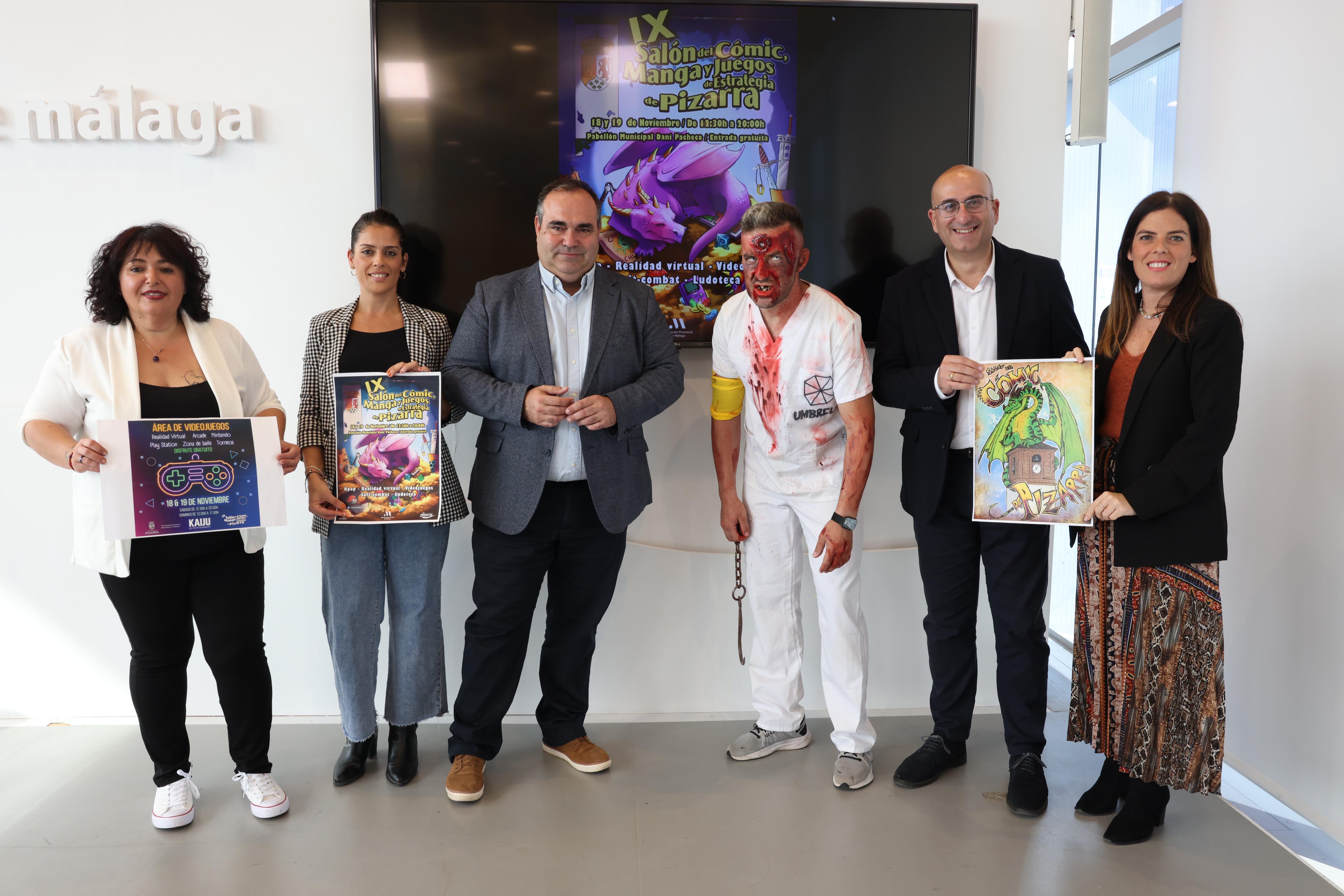 El vicepresidente de Cultura, Educación y Juventud, Manuel López Mestanza, junto al alcalde de Pizarra, Félix Lozano; Mónica Rodríguez de la Asociación Pizarra Alternativa, y Sergio Bellido en representación de la Asociación Réquiem, han presentado hoy el evento