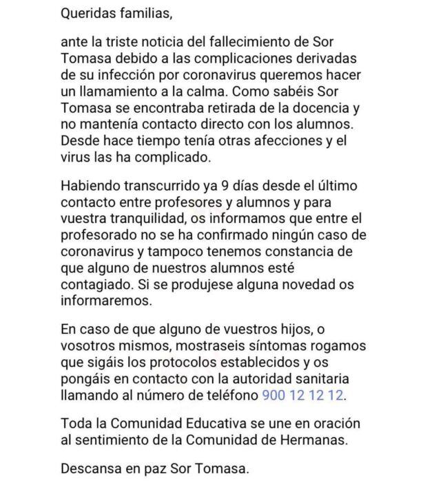 Comunicación a los padres