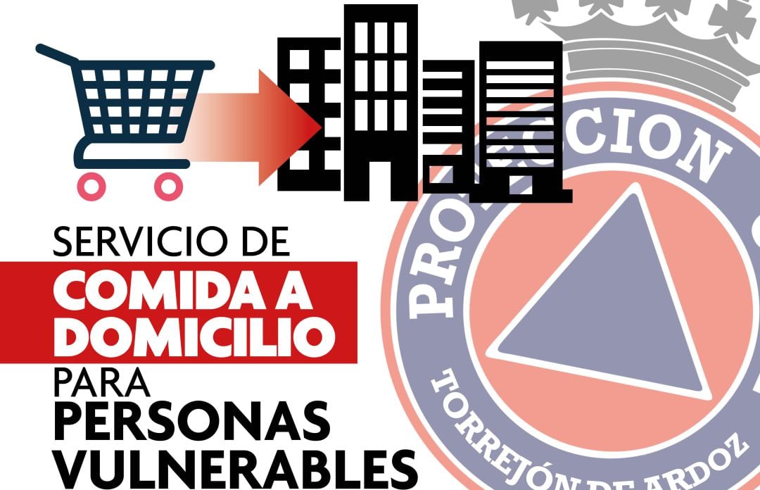 Cartel de la campaña de Comida a Domicilio de Protección Civil en Torrejón de Ardoz