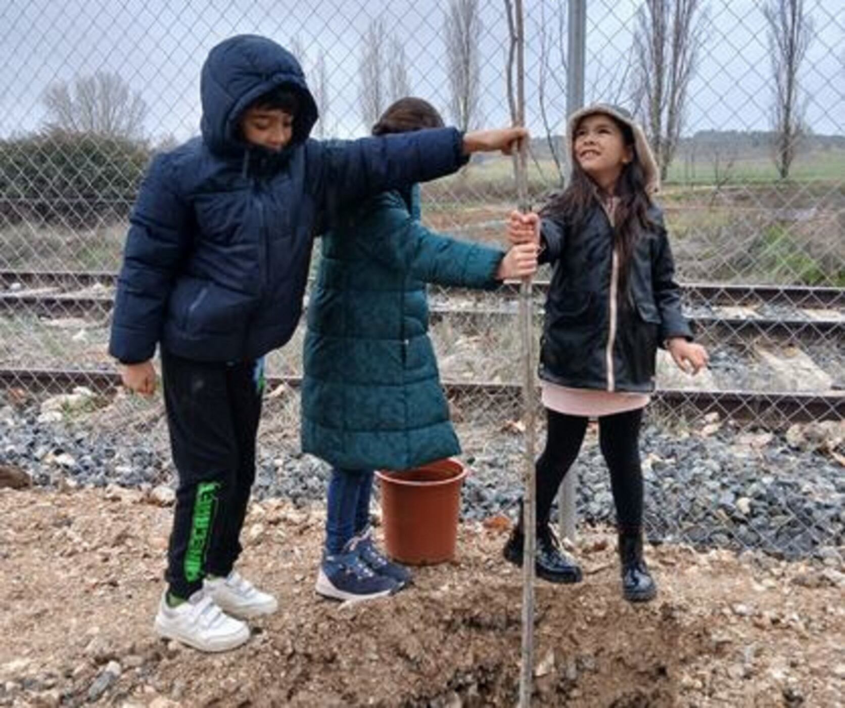 Los niños del colegio del pueblo plantaron los árboles coincidiendo con el Día del Árbol el pasado 21 de marzo.