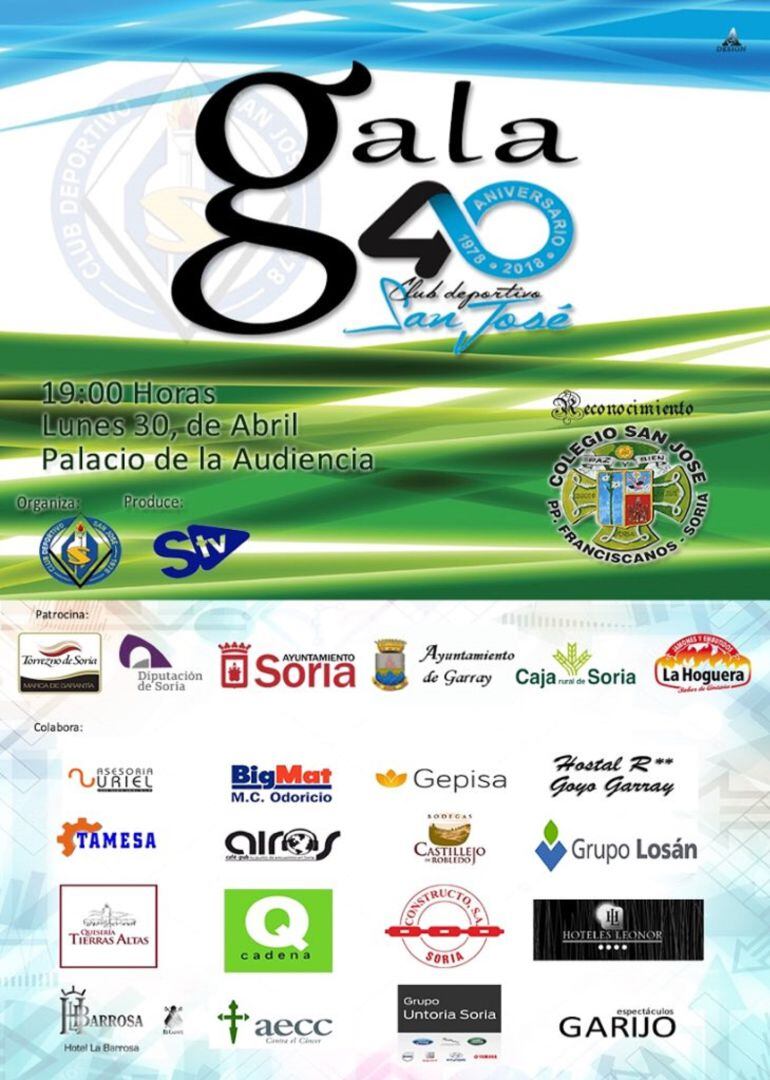 Cartel de la Gala 40 Aniversario del Club Deportivo San José.