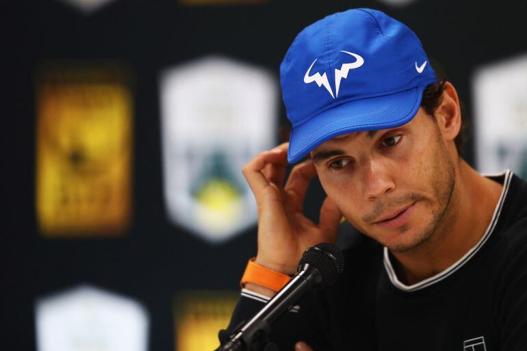 Nadal, pensativo en la sala de prensa