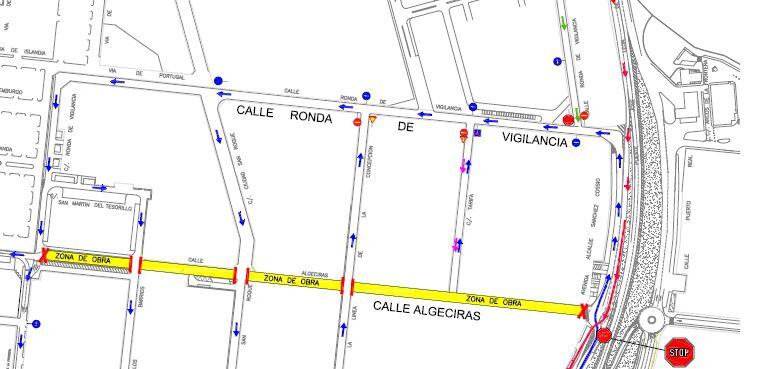 Plano de la obra prevista en en el entorno de la Calle Algeciras por la Delegación de Tráfico