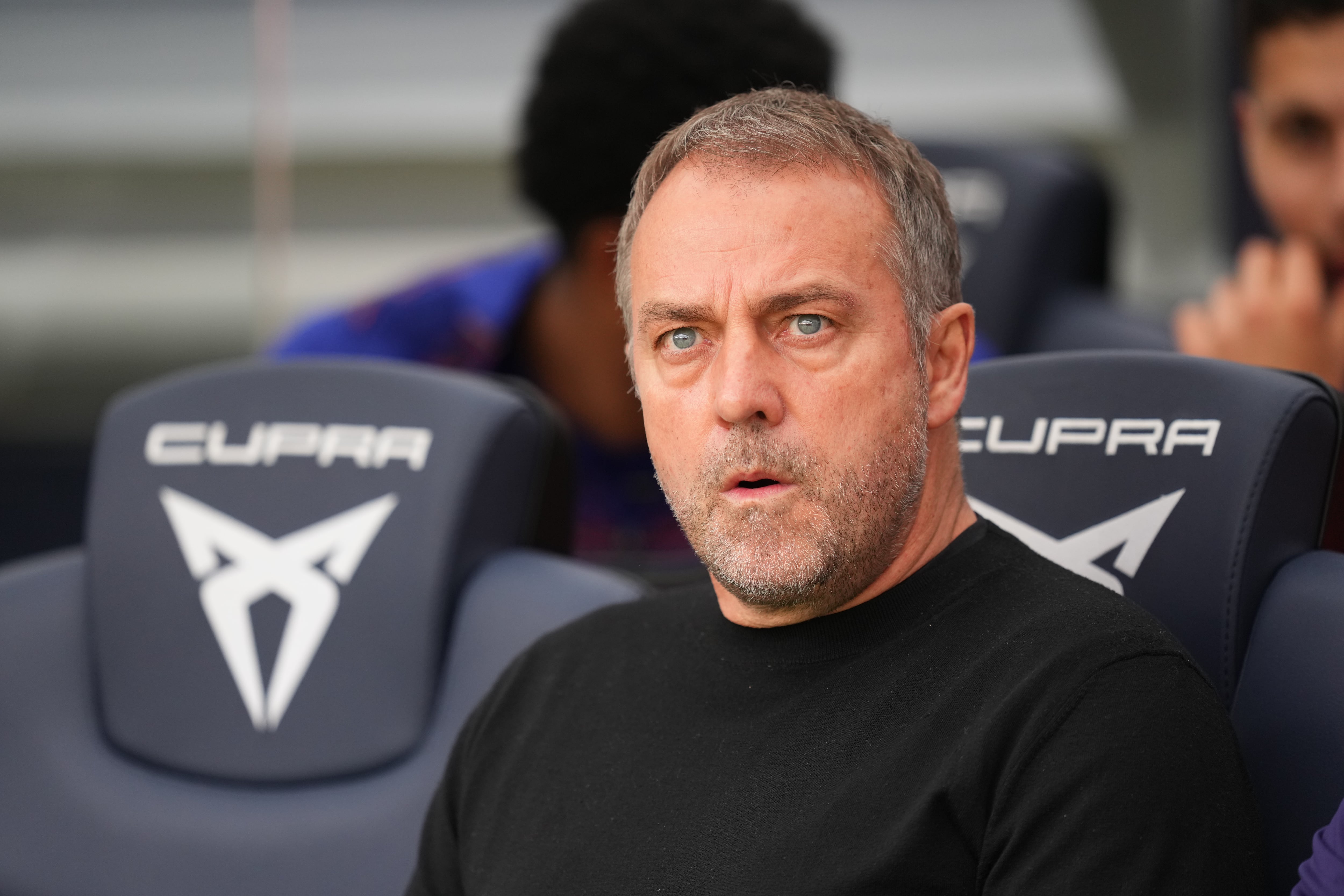 Hansi Flick, en el FC Barcelona-RCD Espanyol de LaLiga