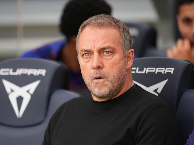 Hansi Flick, en el FC Barcelona-RCD Espanyol de LaLiga