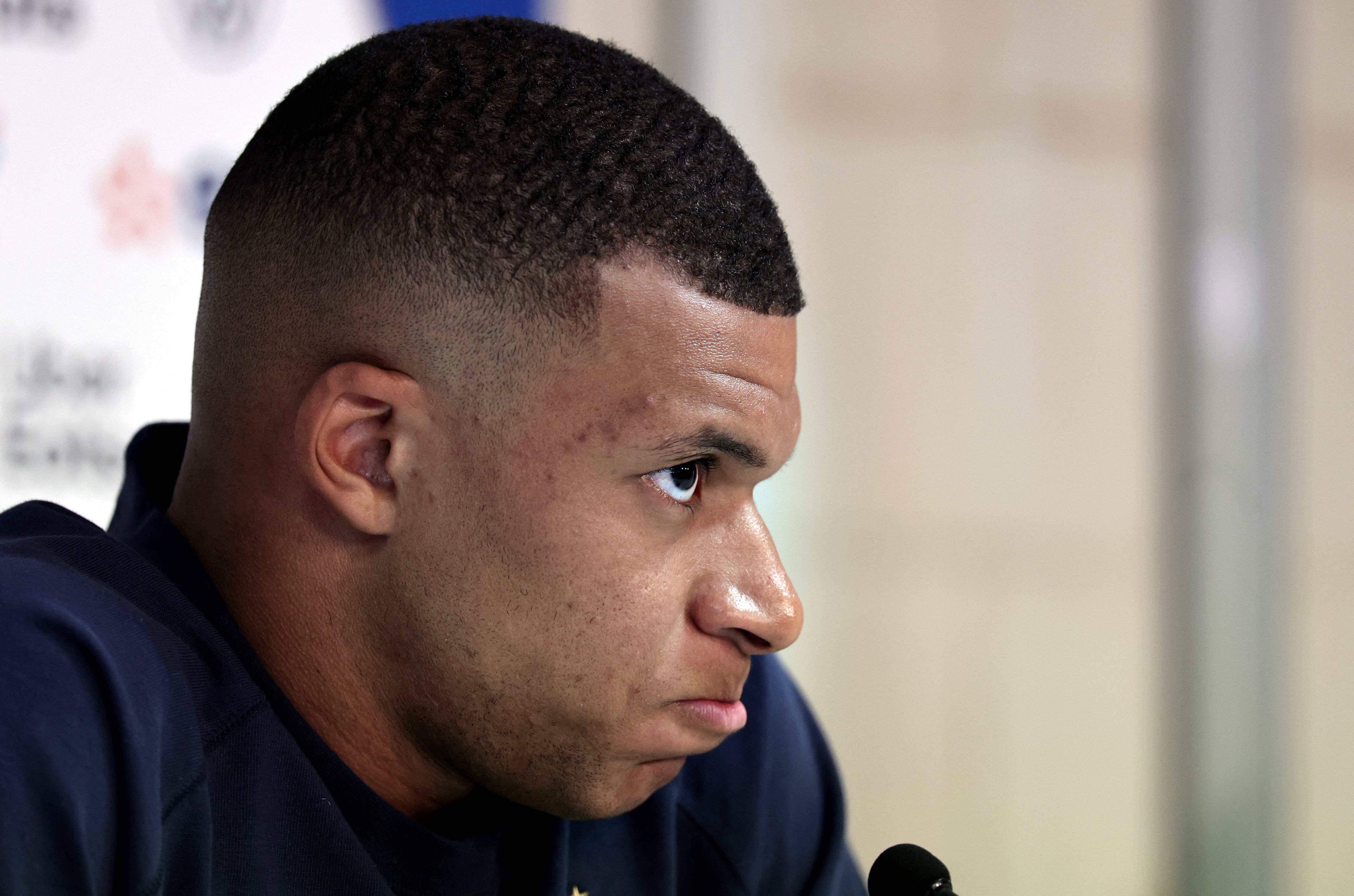 Mbappé, en la rueda de prensa previa del Gibraltar - Francia. (Photo by Thomas COEX / AFP) (Photo by THOMAS COEX/AFP via Getty Images)