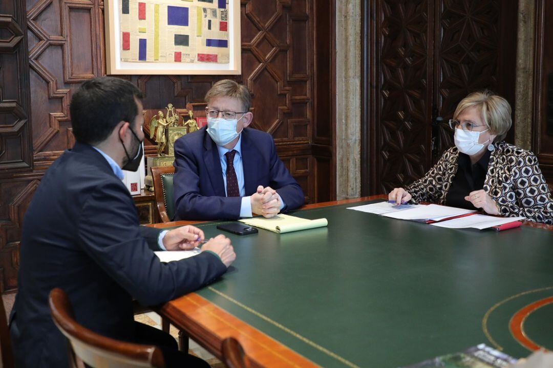 Reunión del President de la Generalitat Valenciana, Ximo Puig con la consellera de Sanitat, Ana Barceló y el conseller d&#039;Educació, Vicent Marzà este lunes