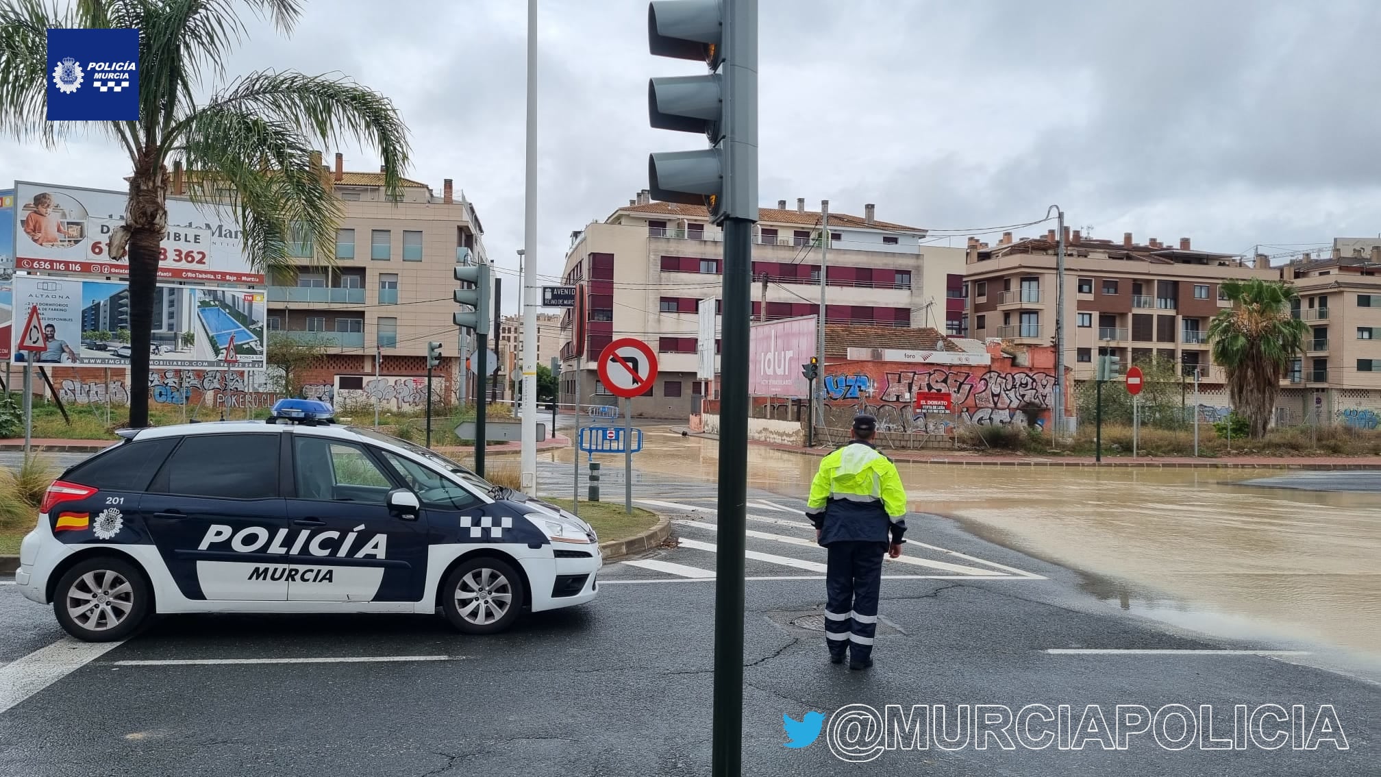 Calles Cortadas en Murcia por la lluvia