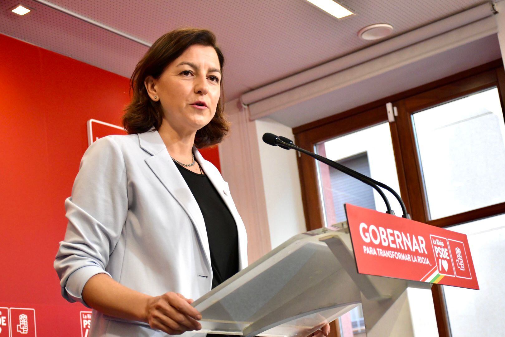 Eva Granados a la seu socialista de La Rioja.